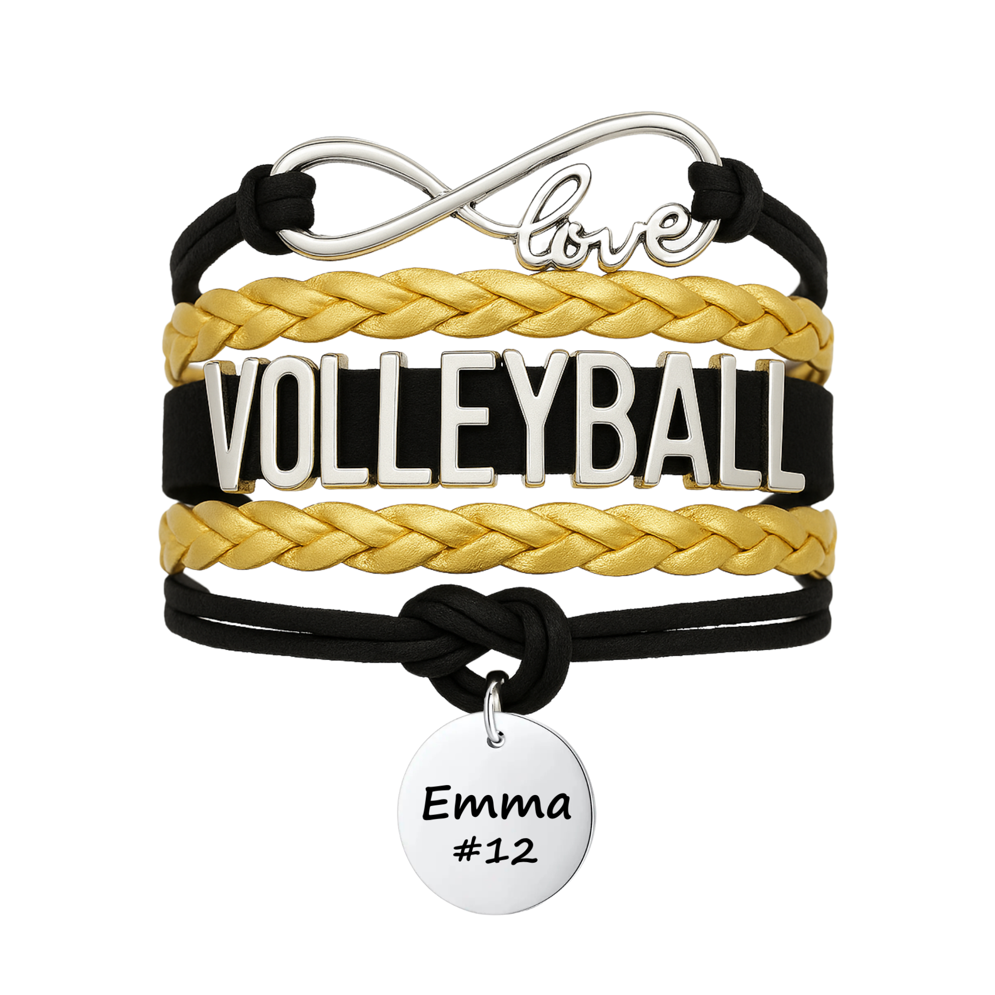 Girls Engraved Volleyball Bracelet-15 Team Colors