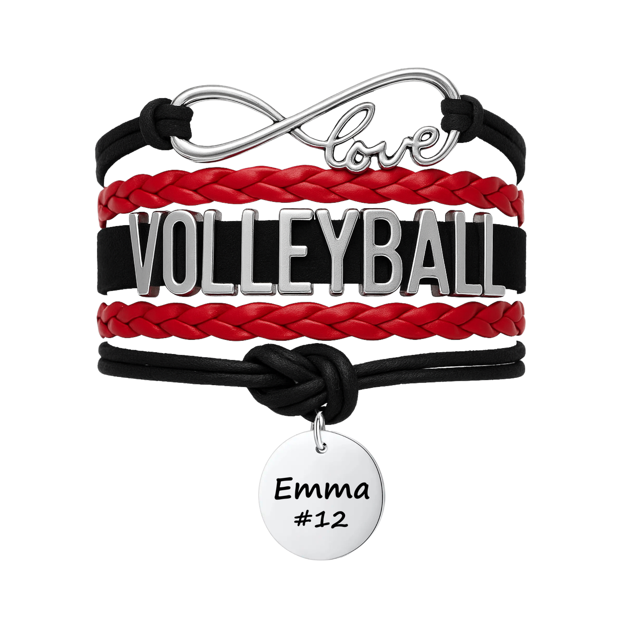 Girls Engraved Volleyball Bracelet-15 Team Colors