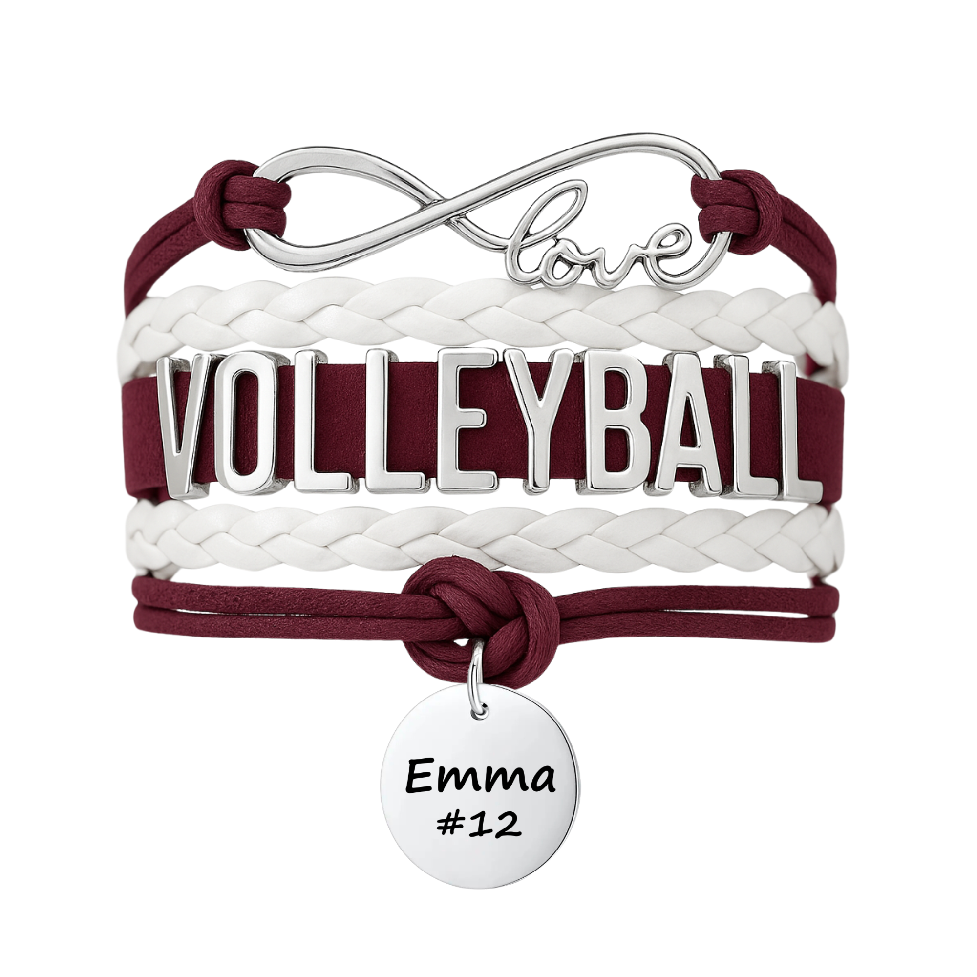 Girls Engraved Volleyball Bracelet-15 Team Colors