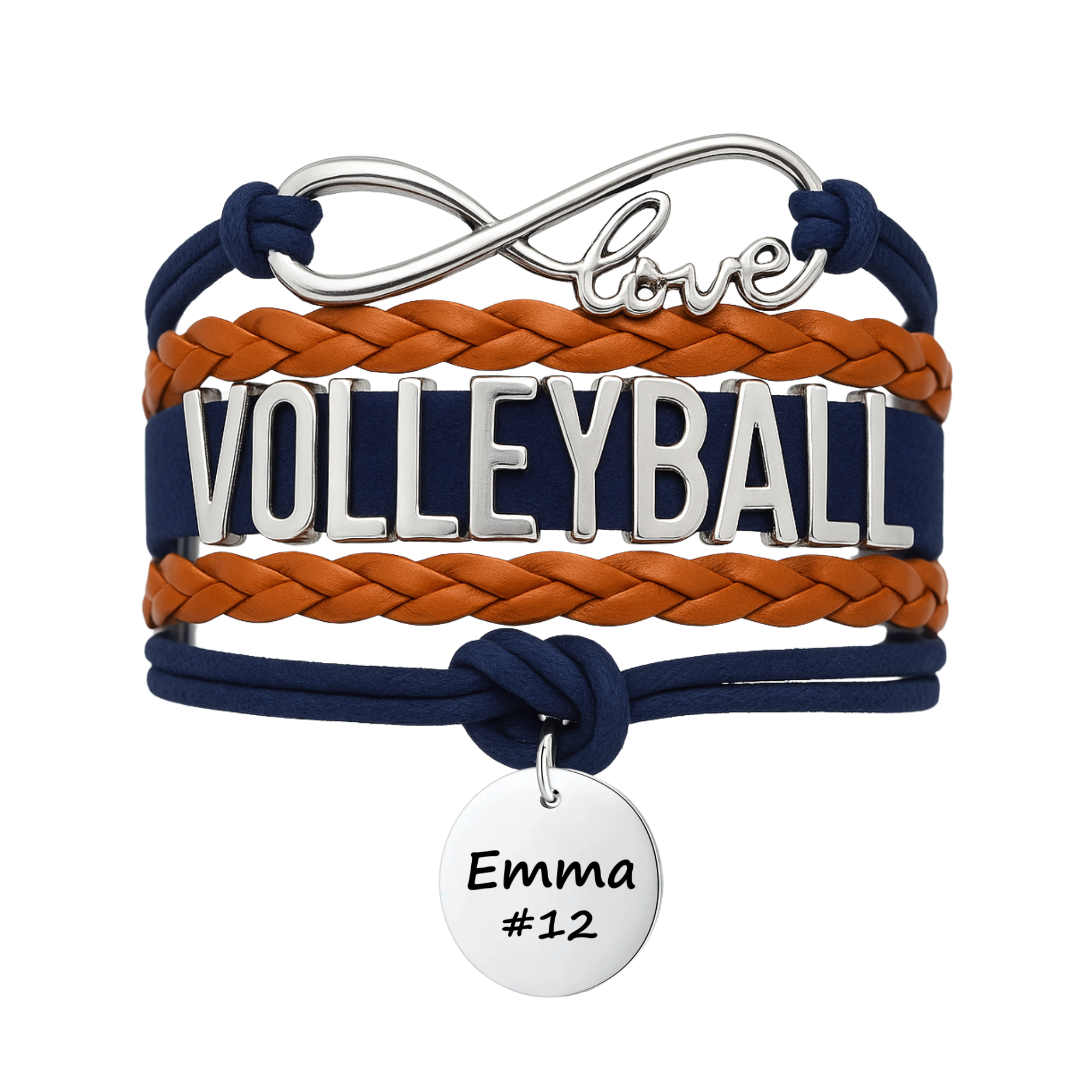 Girls Engraved Volleyball Bracelet-15 Team Colors