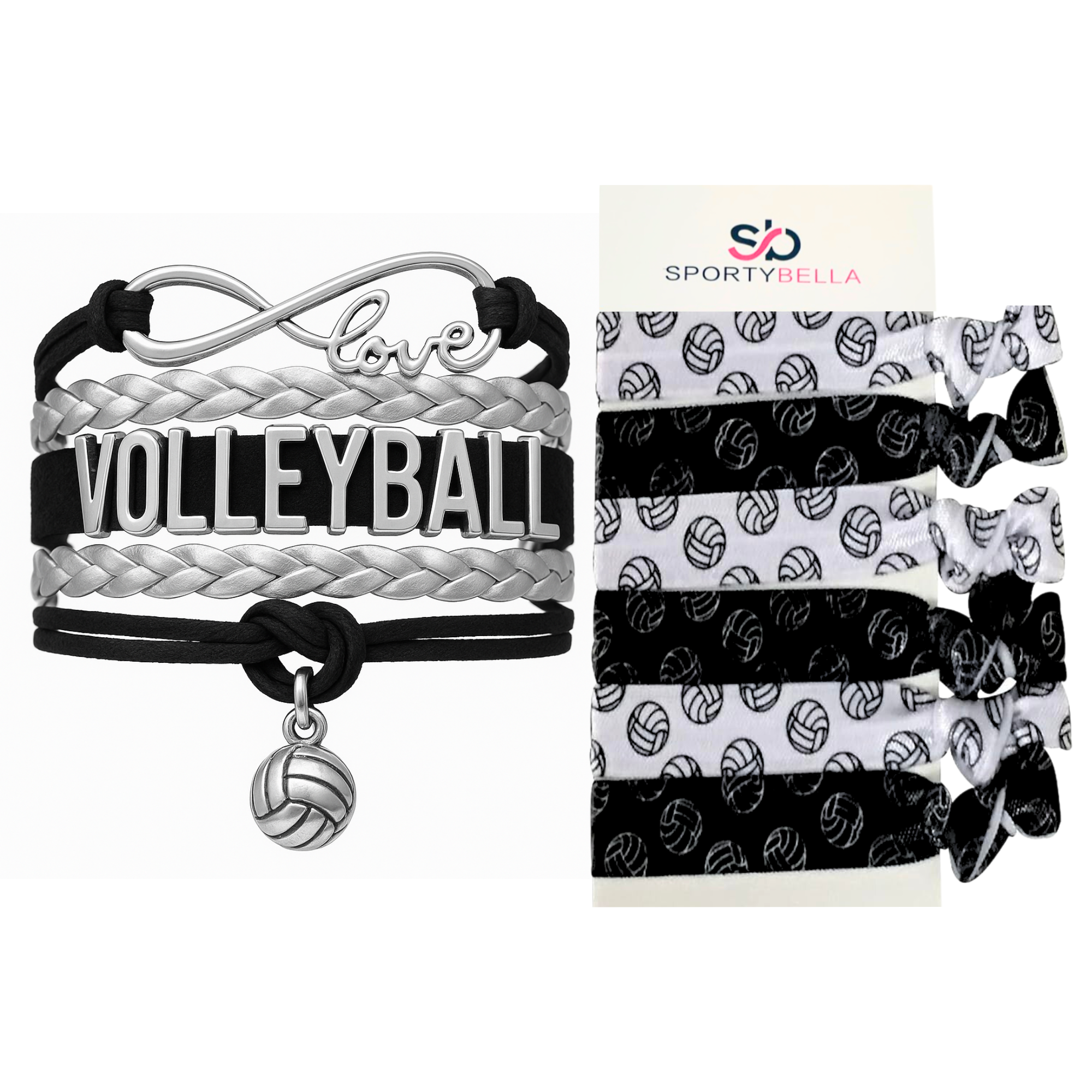 Girls Infinity Volleyball Gift Set (Bracelet & Hair Ties)