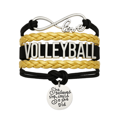 Volleyball She Believed She Could  Bracelet - Pick Your Team Colors