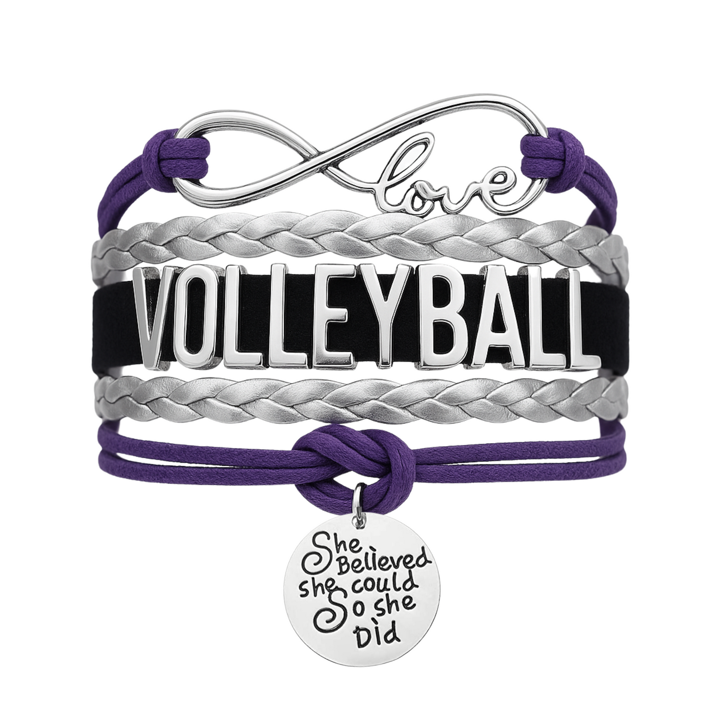 Volleyball She Believed She Could  Bracelet - Pick Your Team Colors