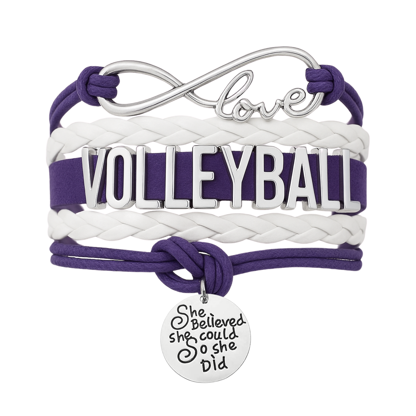 Volleyball She Believed She Could  Bracelet - Pick Your Team Colors