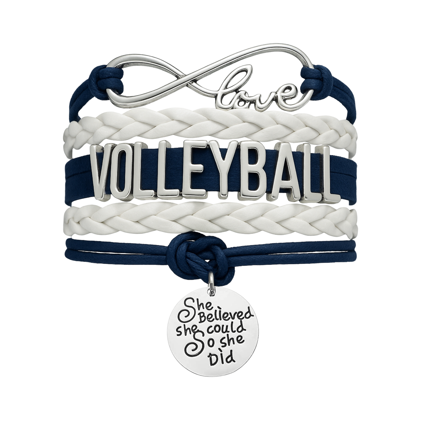 Volleyball She Believed She Could  Bracelet - Pick Your Team Colors