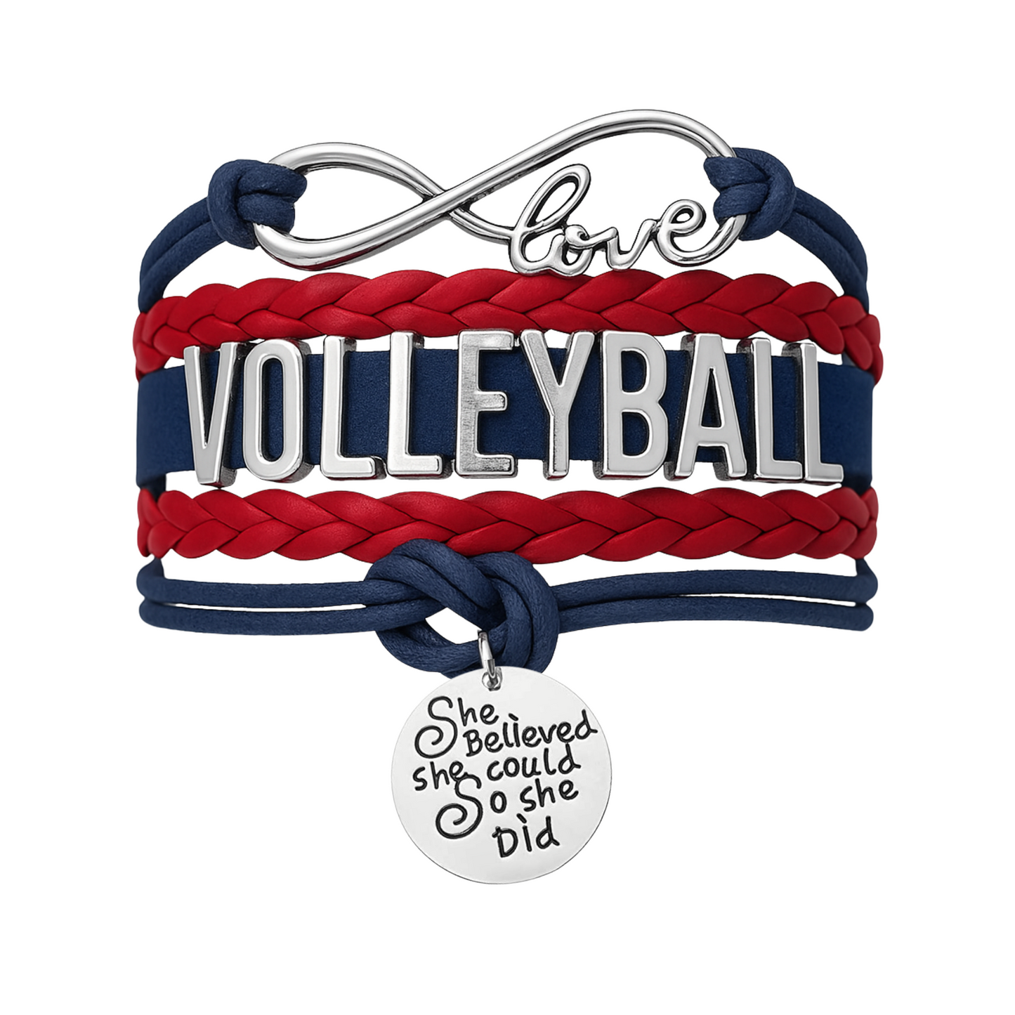 Volleyball She Believed She Could  Bracelet - Pick Your Team Colors
