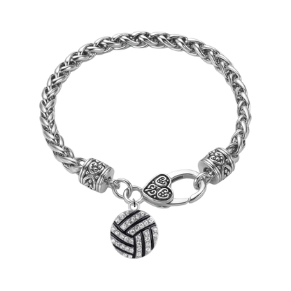 Volleyball Silver Rope Chain Bracelet
