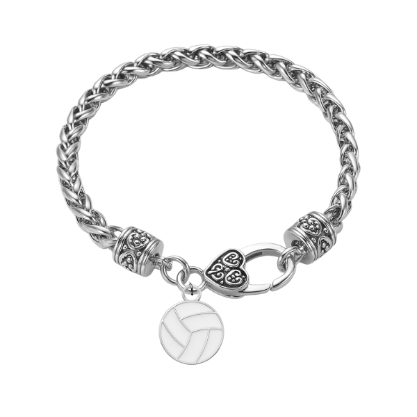 Volleyball Silver Rope Chain Bracelet