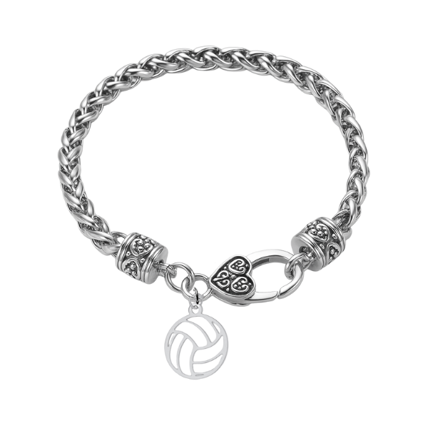 Volleyball Silver Rope Chain Bracelet