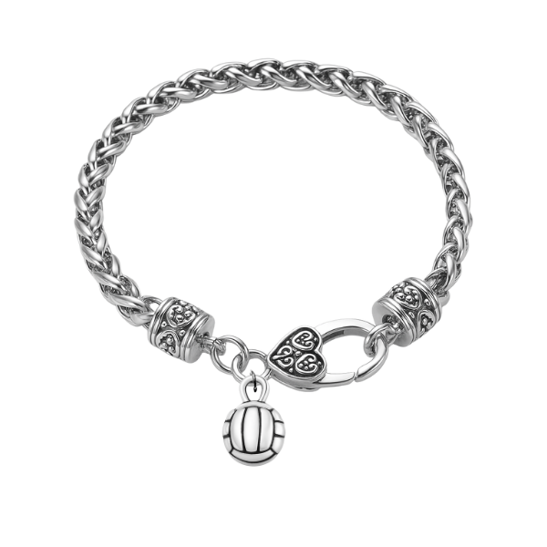 Volleyball Silver Rope Chain Bracelet