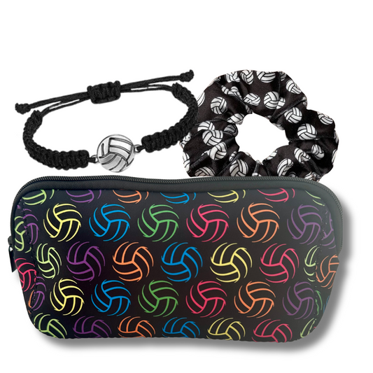 Volleyball Cosmetic Bag Scrunchie Gift Bundle