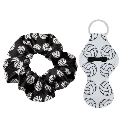 Volleyball Chapstick Holder & Scrunchie Set