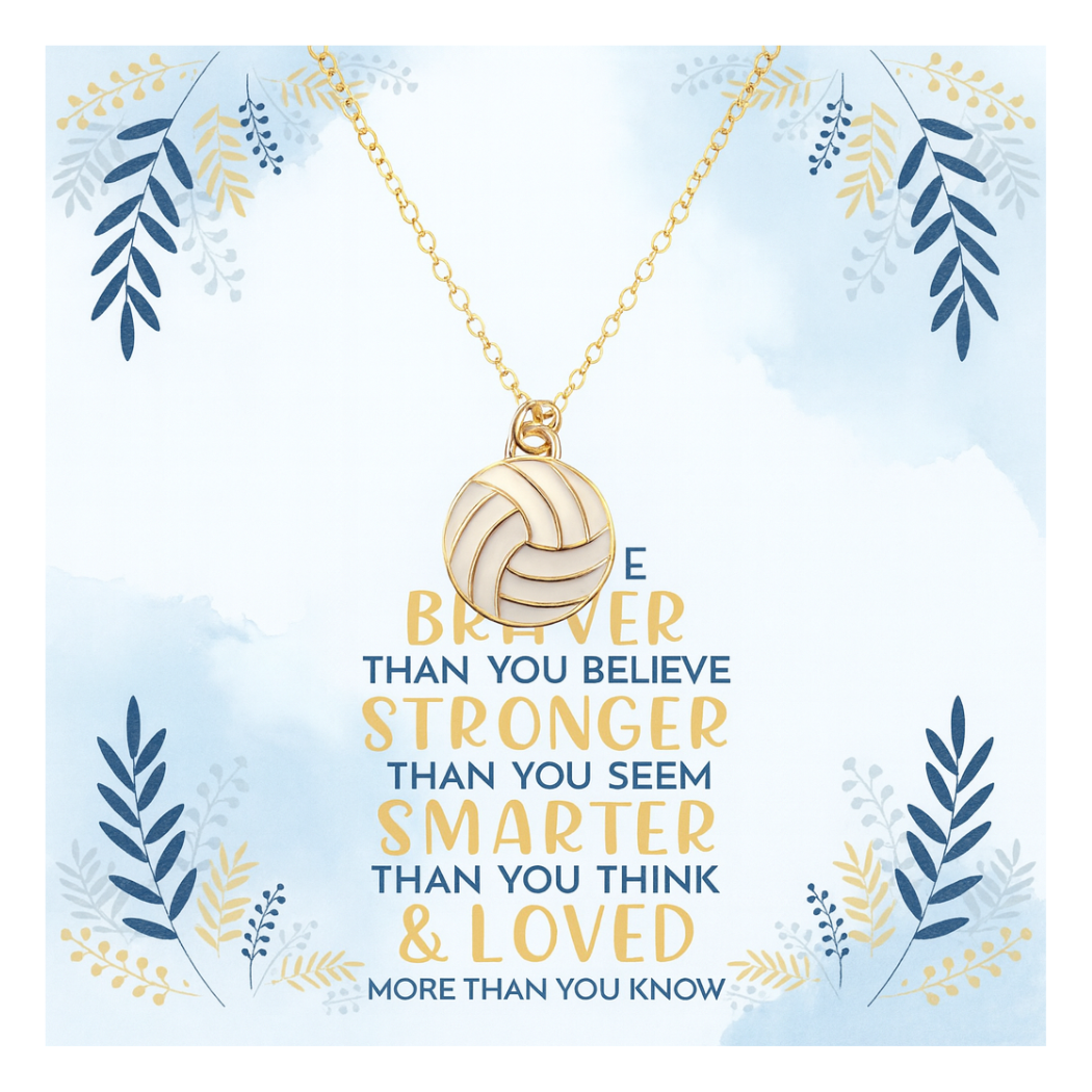 Volleyball Braver Necklace Card