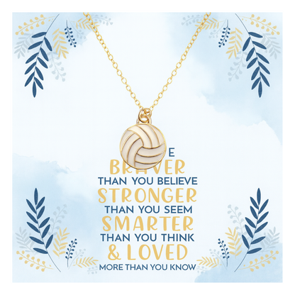 Volleyball Braver Necklace Card