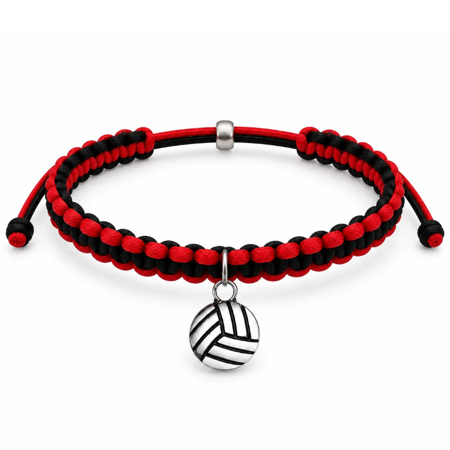 Volleyball Charm Multi Colored Rope Bracelet - Pick Colors