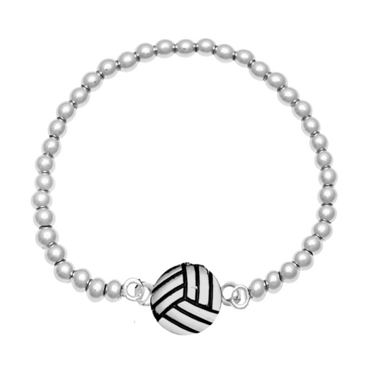 Volleyball Silver Beaded Bracelet