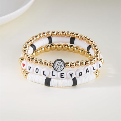 Volleyball Stackable 3pc Bracelet Set