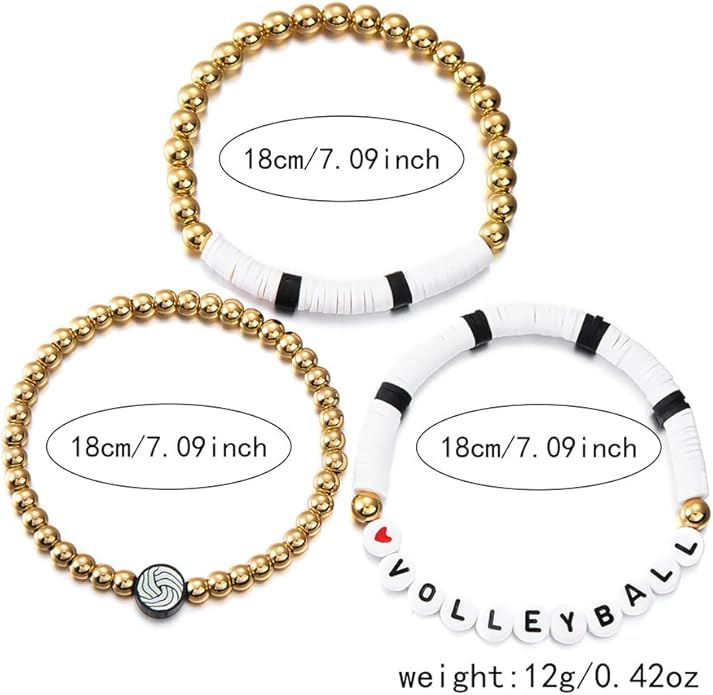 Volleyball Stackable 3pc Bracelet Set