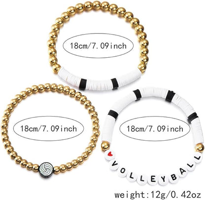 Volleyball Stackable 3pc Bracelet Set