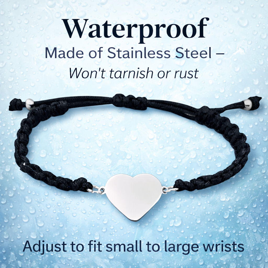 Personalized Engraved Ice Hockey Heart Rope Bracelet