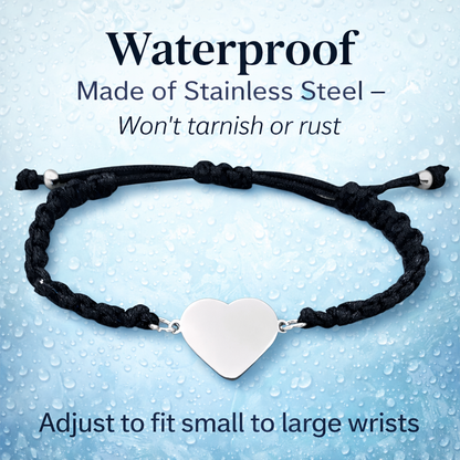 Personalized Engraved Ice Hockey Heart Rope Bracelet