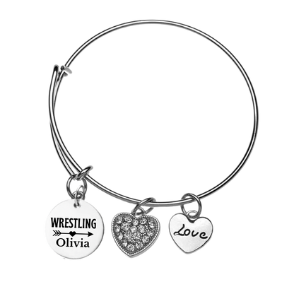 Girls Personalized Wrestling Charm Bracelet
