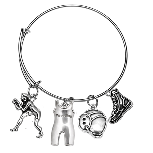 Wrestling Charm Bangle Bracelet