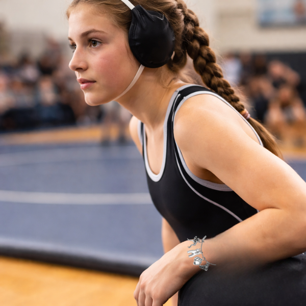 Wrestling Charm Bangle Bracelet