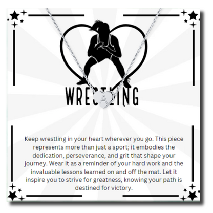 Wrestling Heart Initial Necklace