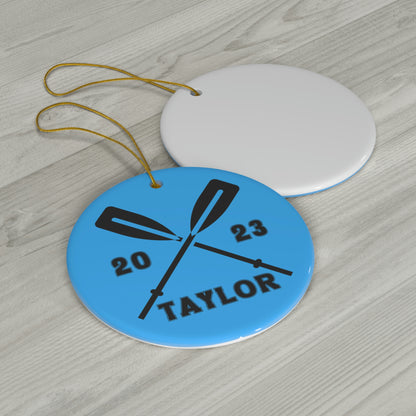 Crew Ornament, Personalized Christmas Ceramic Rowing Christmas Tree Ornament, Gifts for Rowers, Crew Team, Paddles, Oar