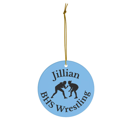 Girls Wrestling Gift, 2023 Personalized Wrestling Christmas Ornament, Ceramic Tree Ornament for Wrestlers, Team Colors