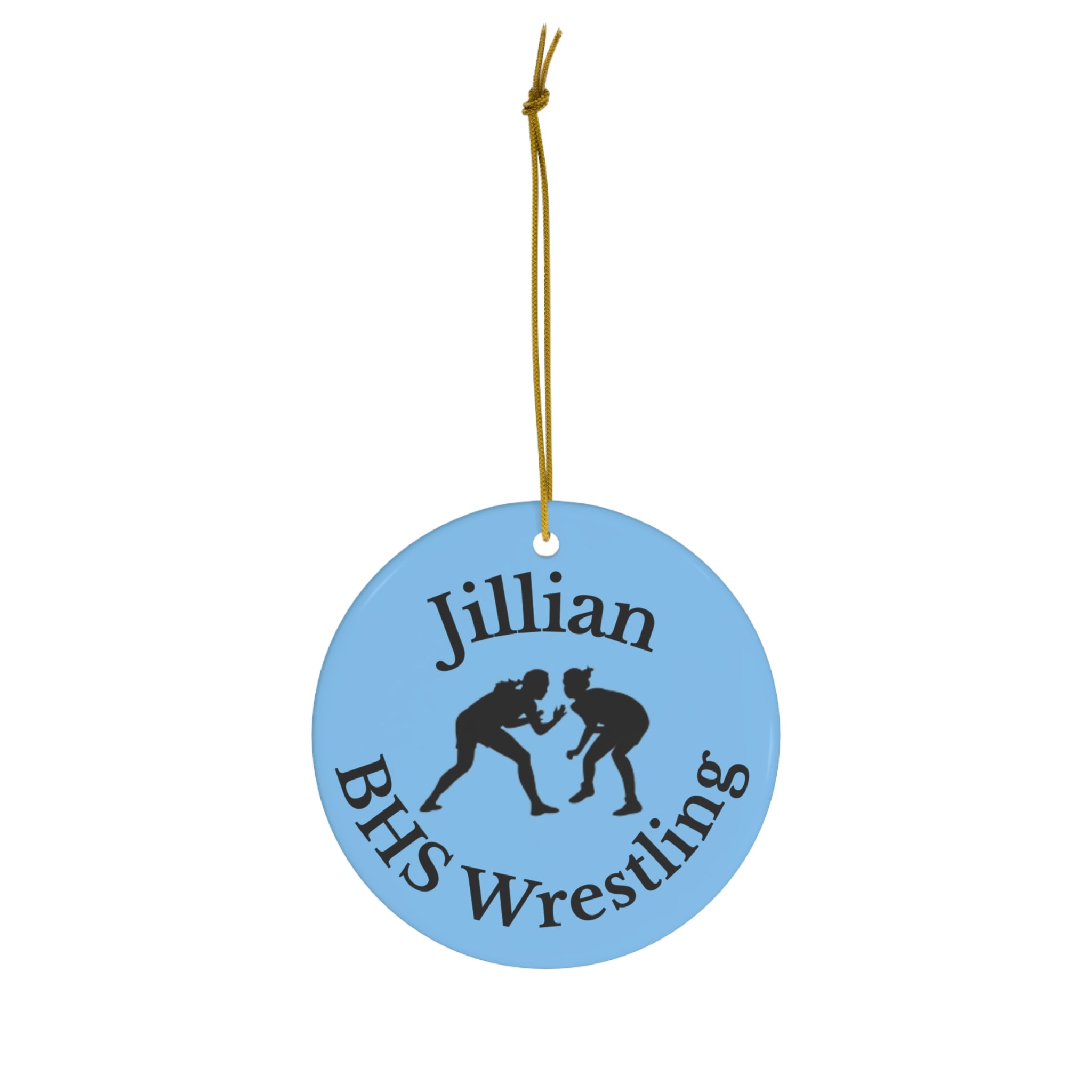 Girls Wrestling Gift, 2025 Personalized Wrestling Christmas Ornament, Ceramic Tree Ornament for Wrestlers, Team Colors