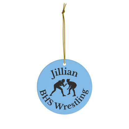 Girls Wrestling Gift, 2023 Personalized Wrestling Christmas Ornament, Ceramic Tree Ornament for Wrestlers, Team Colors