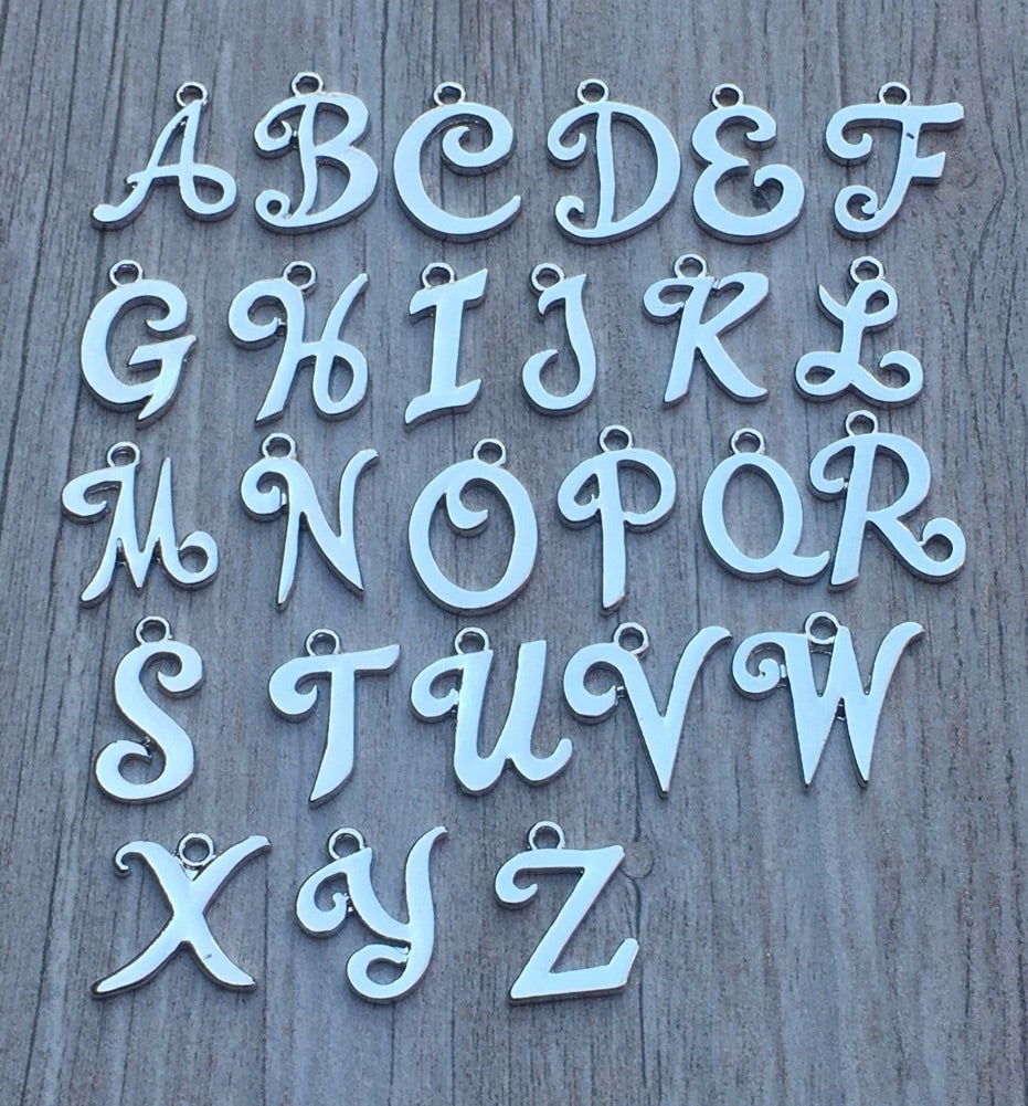 Full alphabet charm options for personalized field hockey bangle bracelet