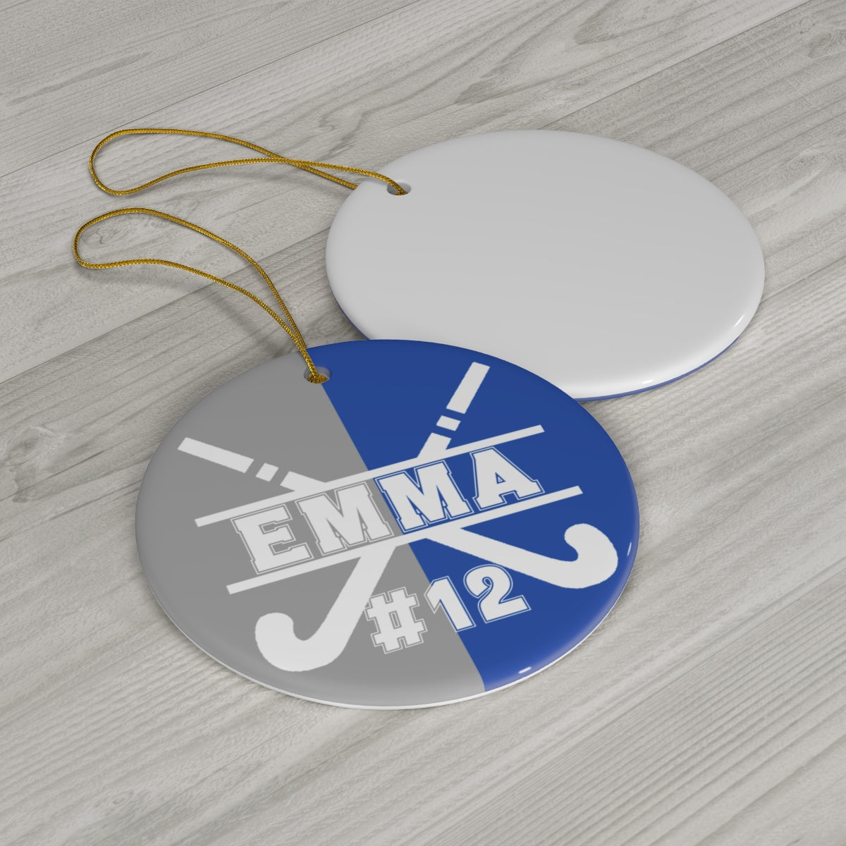 Personalized Field Hockey Ornament with Name and Number