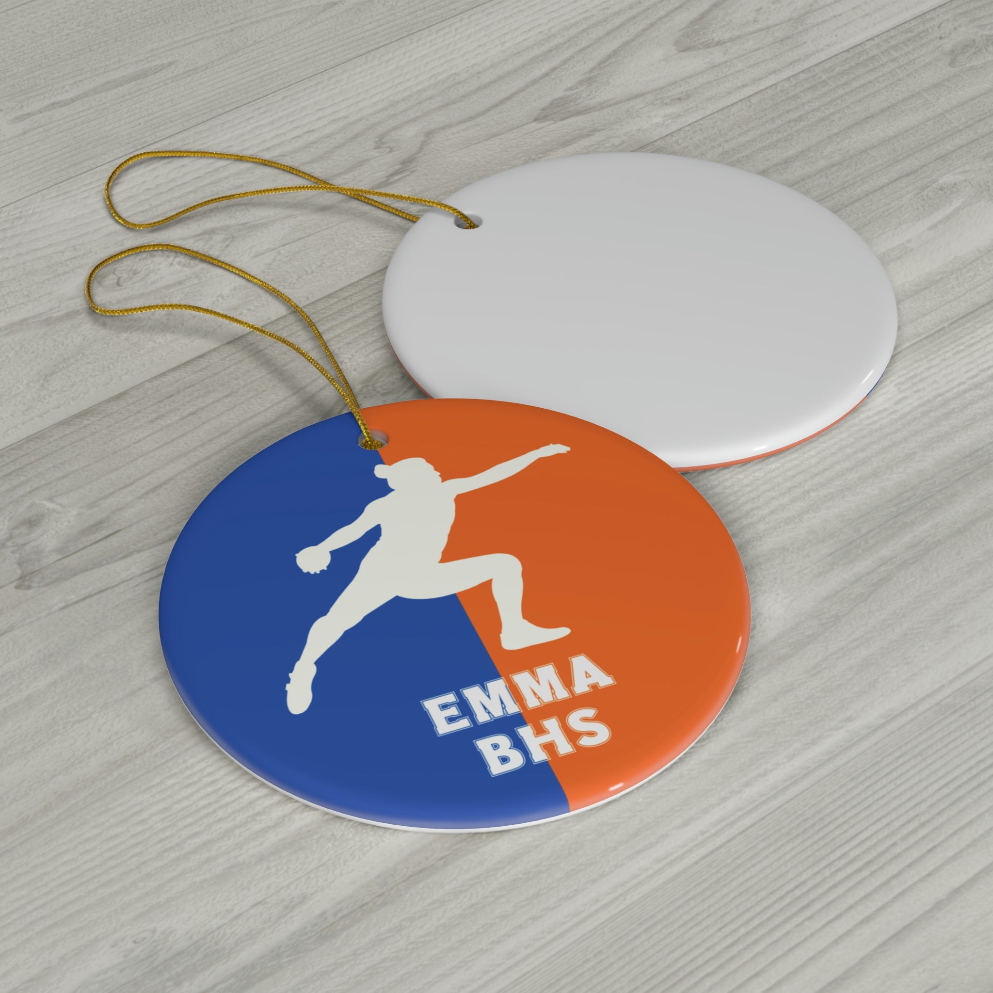 Discus Throw Ornament, Personalized Girls Track and Field Christmas Ornament, Ceramic Tree Ornament