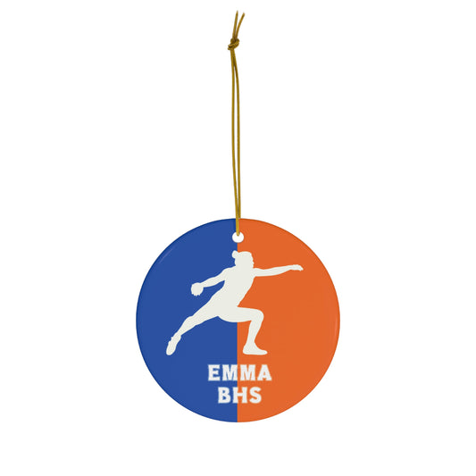 Discus Throw Ornament, Personalized Girls Track and Field Christmas Ornament, Ceramic Tree Ornament
