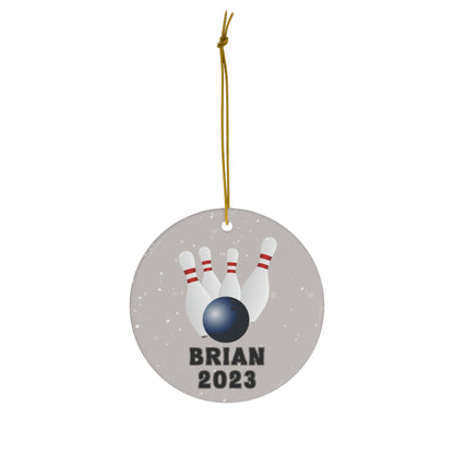 Bowling Ornament, 2023 Personalized Bowling Christmas Ornament, Ceramic Tree Ornament for Bowlers