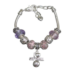 Softball Pandora Style Bracelet - Sportybella