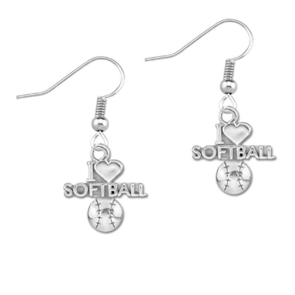 I Love Softball Earrings