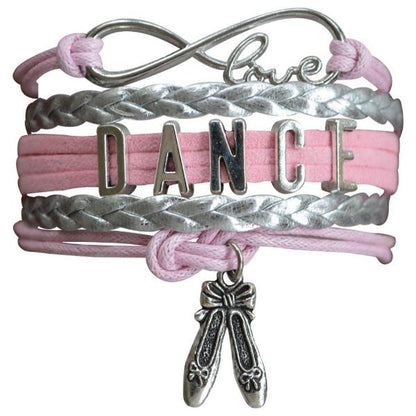 Girls Dance Infinity Ballet Slipper Charm Bracelet - Sportybella