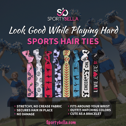 Custom Softball Hair Ties - 2pc with Number Charm - Sportybella