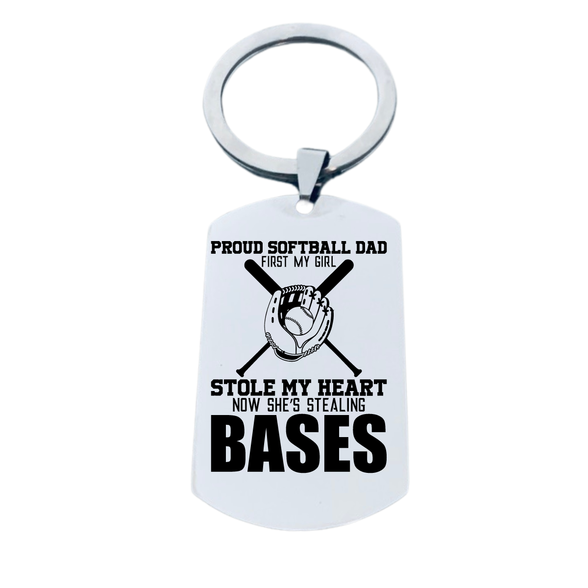 Softball Dad Keychain - Stole My Heart