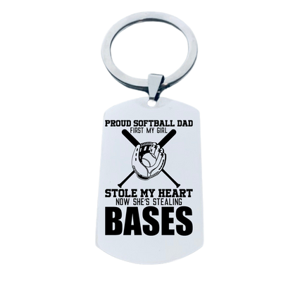Softball Dad Keychain - Stole My Heart