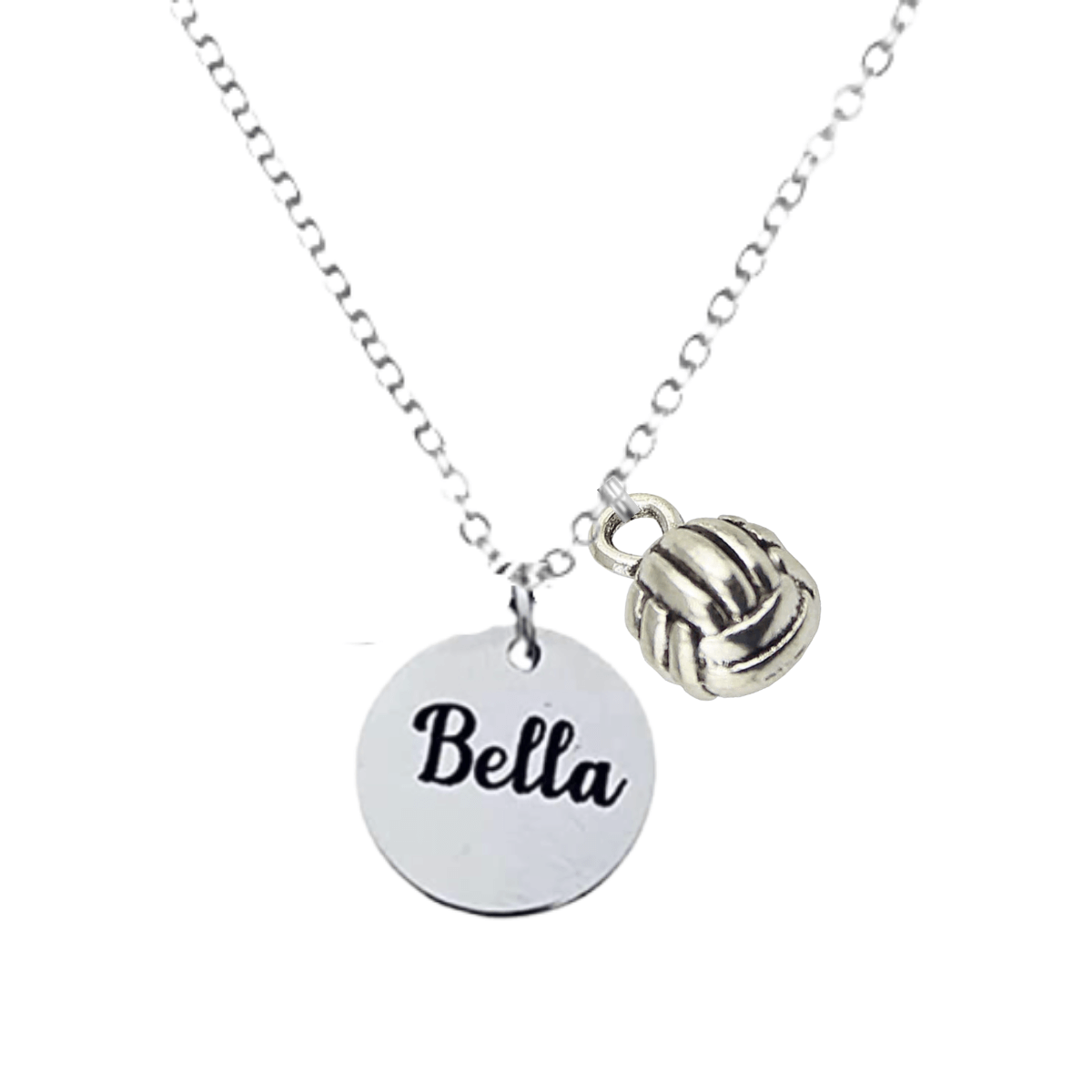 Engraved Volleyball Necklace with Volleyball Ball Charm