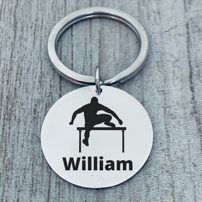 Personalized Track And Field Hurdles Keychain