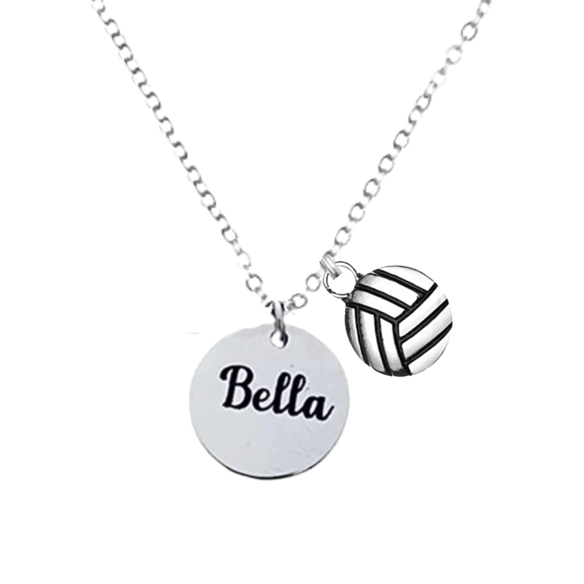 Engraved Volleyball Necklace with Customizable Charms