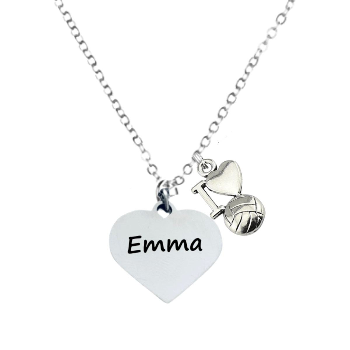 Personalized Engraved Volleyball Heart Necklace