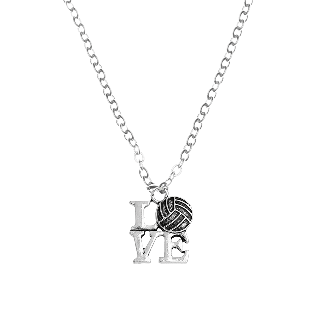 Volleyball Charm Necklace with I Love Volleyball Charm