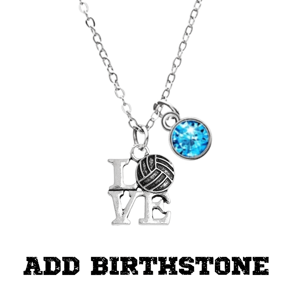Volleyball Charm Necklace - Add Birthstone